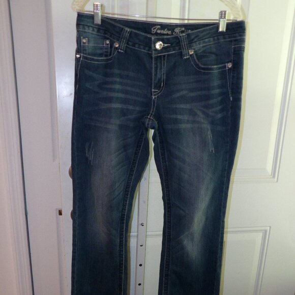 12 K USA Jeans size 11 Slightly Distressed Rhinestones - Picture 1 of 7